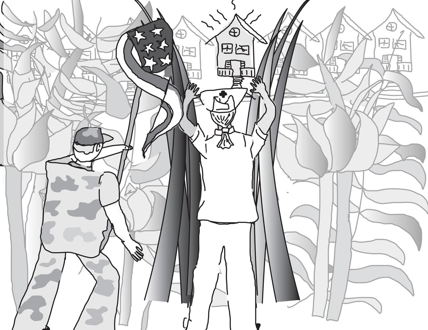 illustration of a veteran helping a veteran