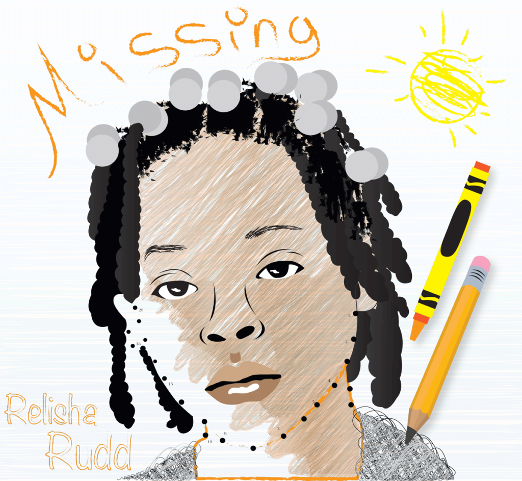 Coloring book portrait of Elisha Speller, 3/4 colored in.