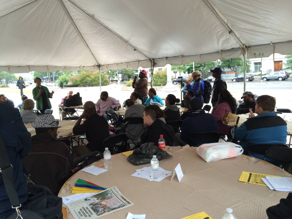 a photo of an event "Come Talk to Us" at Freedom Plaza
