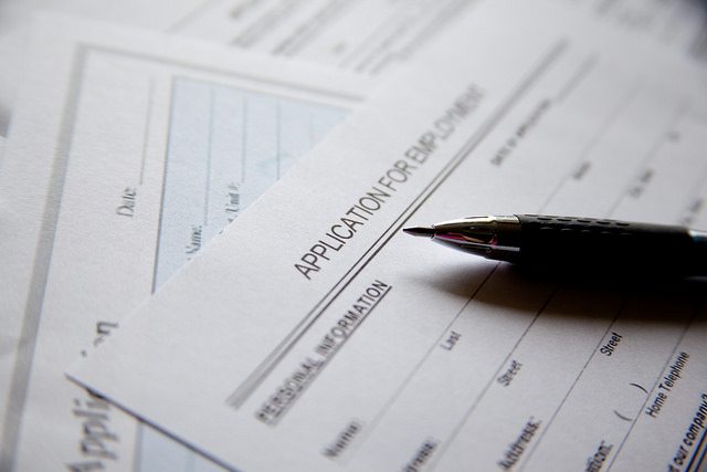 a photo of a job application