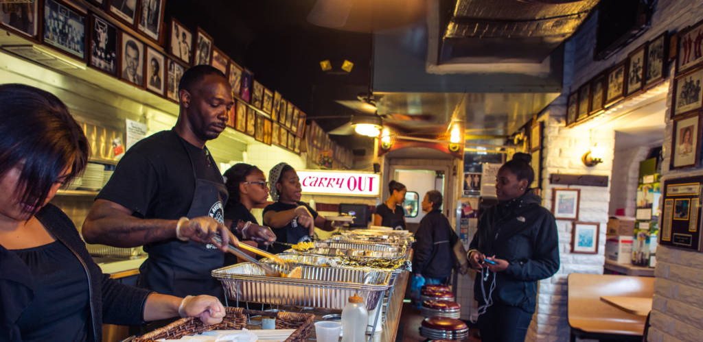 This is a photo of people eating at the Florida Avenue Grill