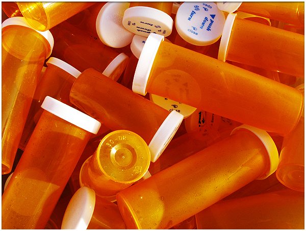 Empty prescription bottles