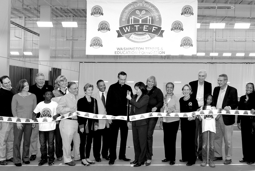The Washington Tennis & Education Foundation celebrates the opening of a new tennis, education and community center with a ribbon-cutting event on Nov. 17. PHOTO BY BILL PETROS