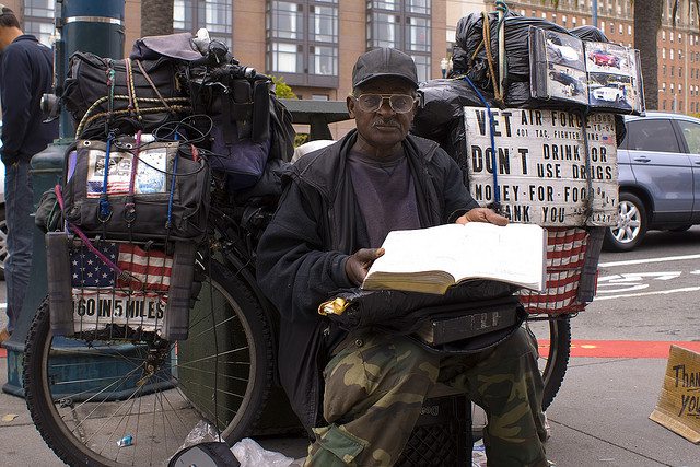 Photo of a homeless veteran