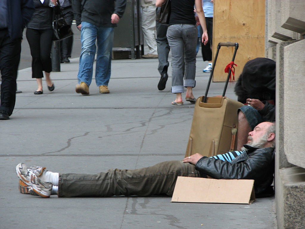 A picture of a homeless man