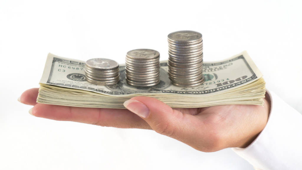 A hand holding money