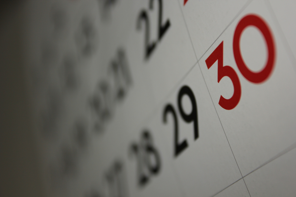 A photo of a calendar