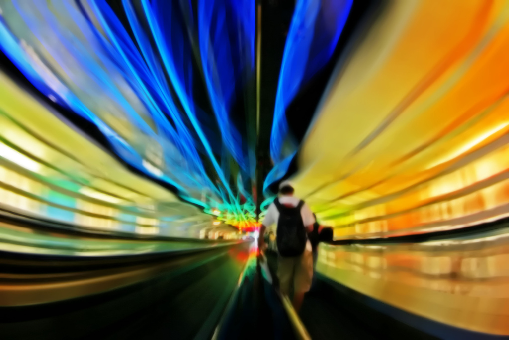 Man in a tunnel of light