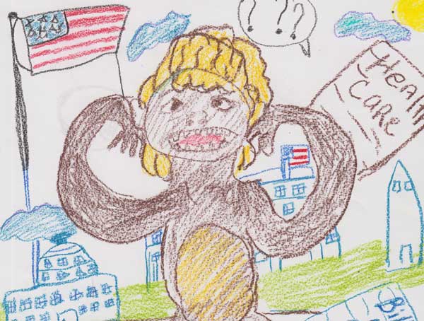 A photo of a monkey-under-interrogation