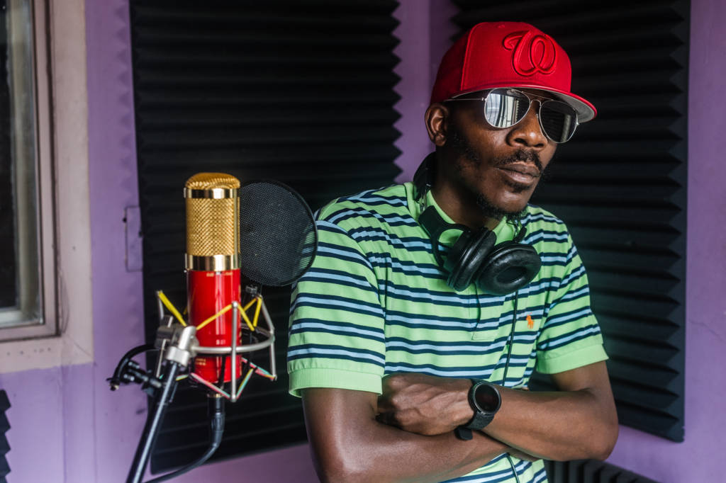 A photo showing Pookanu during a recording session at Listen Vision Studios.