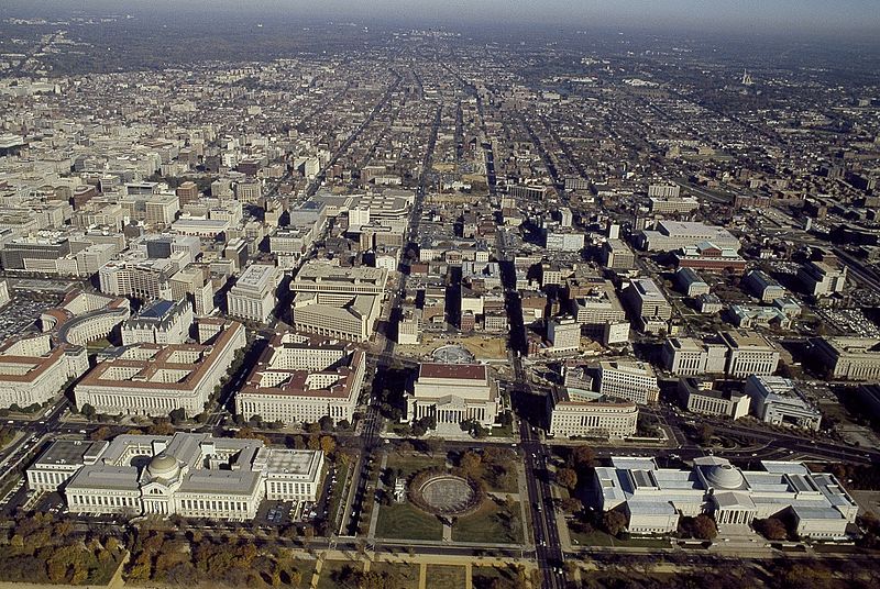 An aerial view of Washington D.C