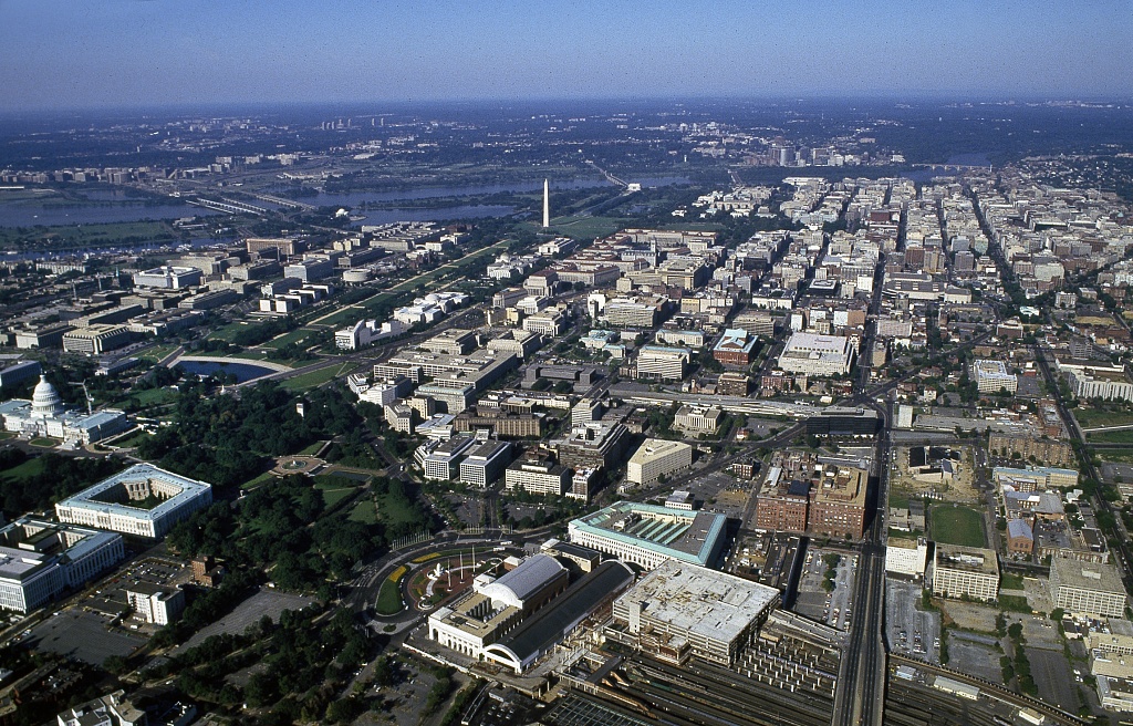 An aerial view of Washington, D.C.