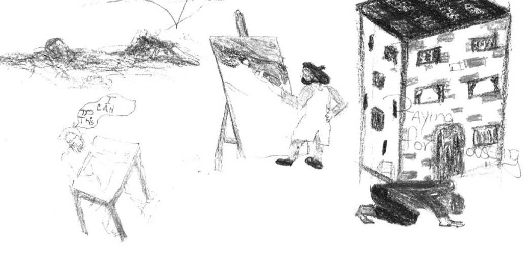 An illustration of different types of art