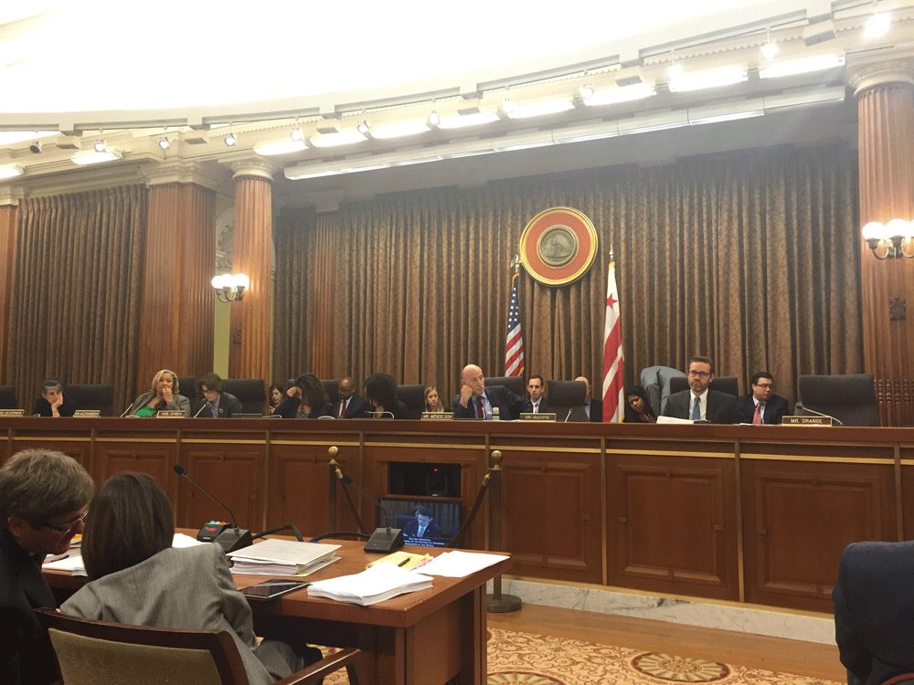 D.C. Council dais during the vote.