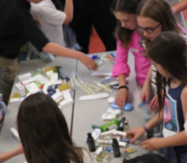 Students making care pakages