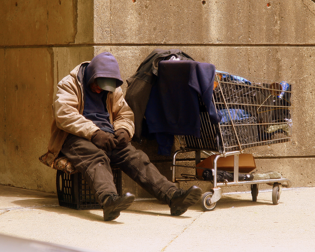 Image of deserted man on the streets.