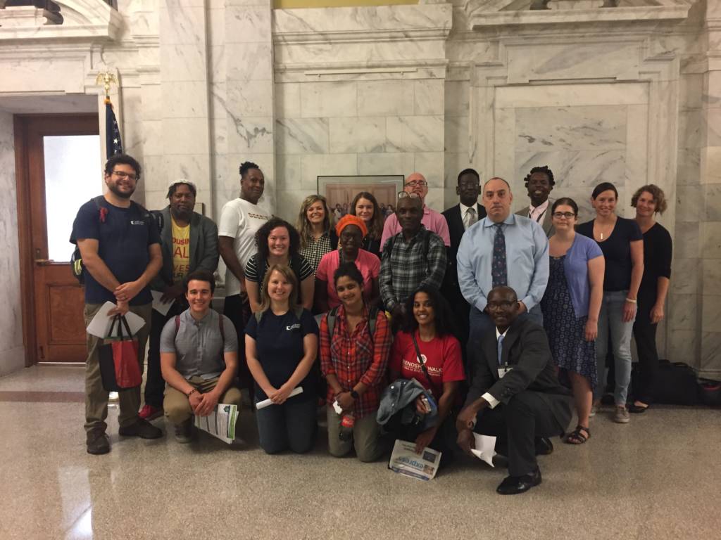 Advocates of the Way Home campaign gather to welcome back councilmembers into session.