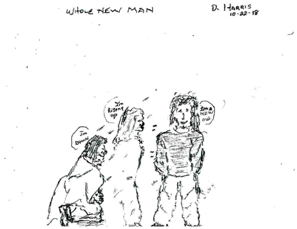 An illustration of a man rising man.