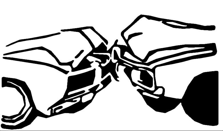 Drawing of two cars crashing.