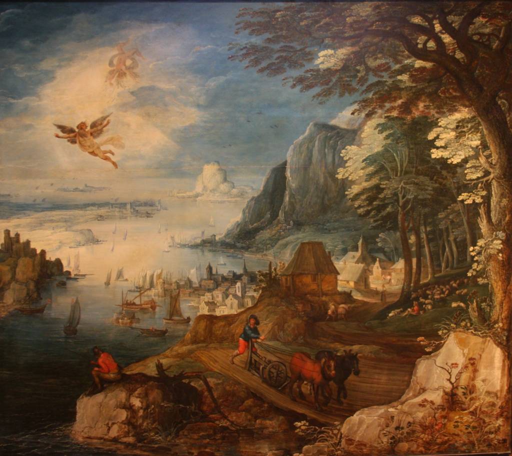 A painting of the myth of Icarus.