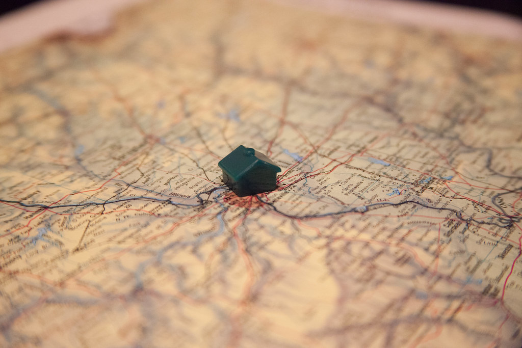 A representation of a home on a map