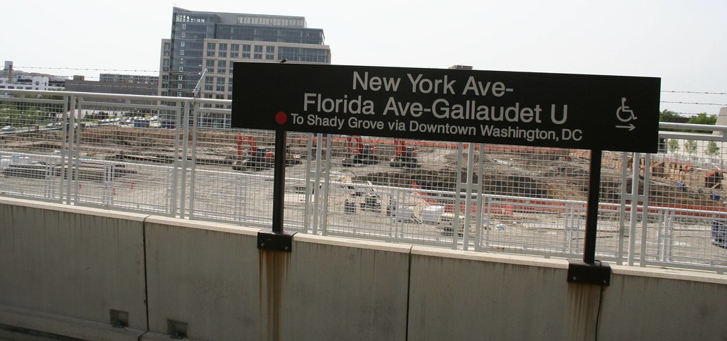 An image of the sign at the New York Ave NE/Galludet University Metro Stop.
