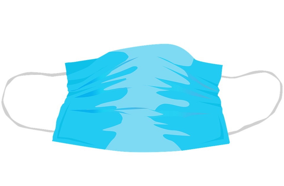 A drawing of a blue surgical mask