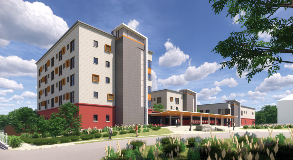 An image of a rendering showing what the new 801 East Men's Shelter will look like.