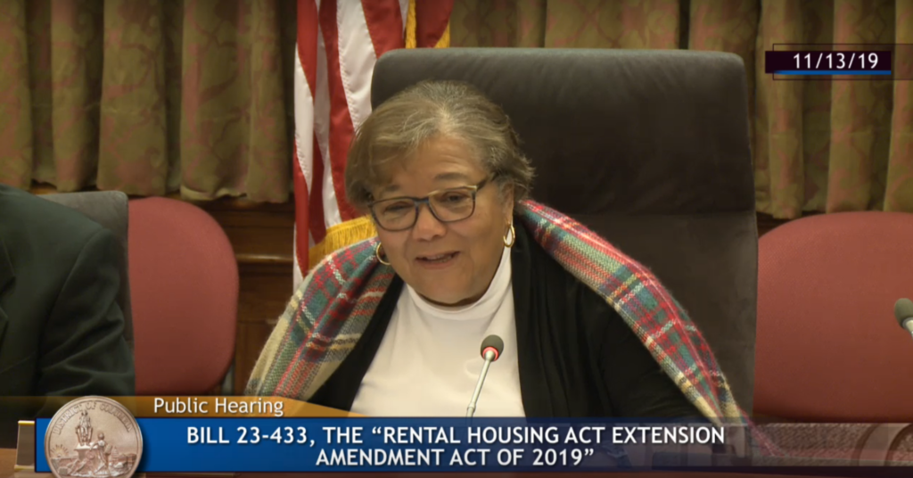 A screenshot of Anita Bonds at a hearing