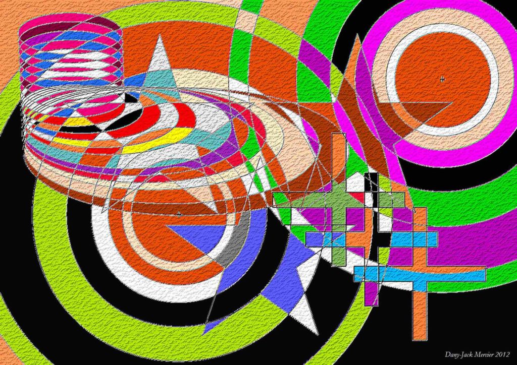 A confusing illustration depicting stars and ovals and circles of different colors intersecting with each other