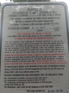 Sign for District of Columbia General Cleanup 7/14/2020