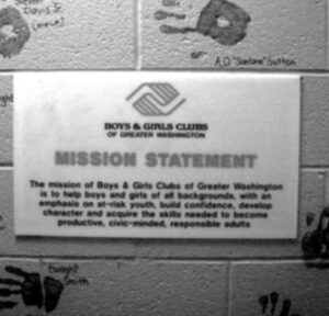 Image of the Boys and Girls Club Mission Statement Sign.