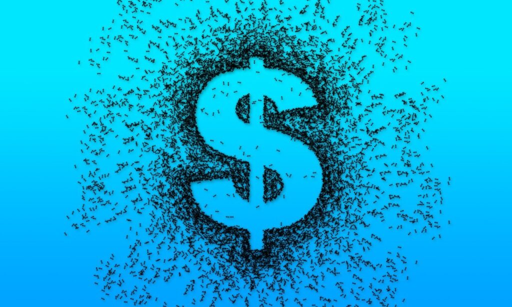An image of a dollar sign made from magnetic shavings.