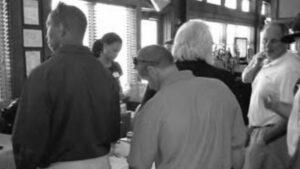Players in the charity tournament registering.