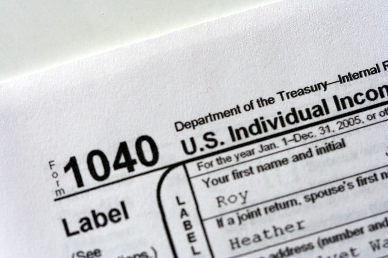 Photo of a US Tax Form 1040.