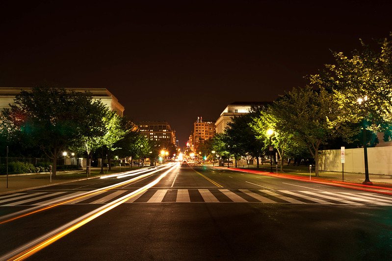 Photo of a DC street at night