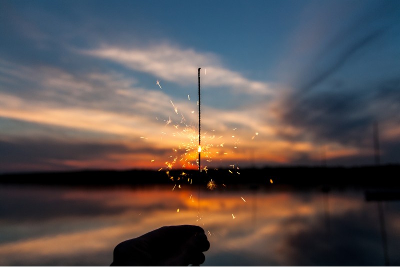Photo of a hand holding an almost burned out sparkler