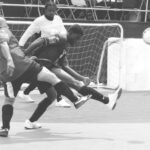 Members of the D.C. Knights play in a soccer match