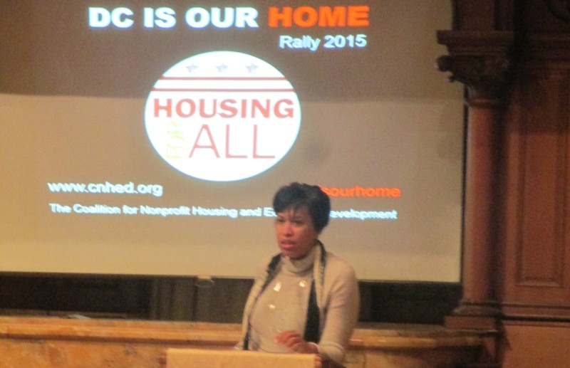 Mayor Bowser speaking on the Housing For All initiative