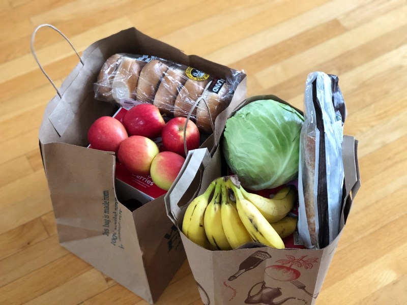 Photo of paper bags full of groceries