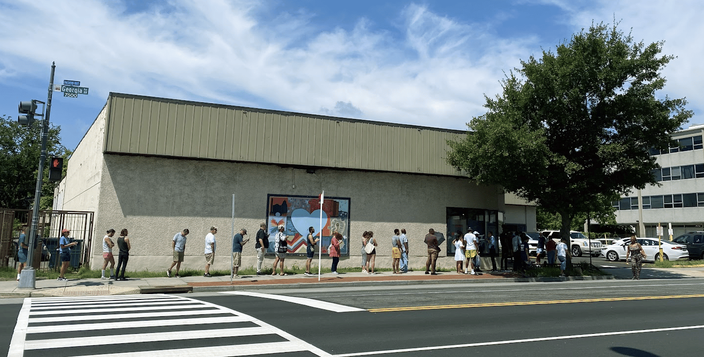 D.C. residents waiting in line to receive a monkeypox vaccine. Photo by Jasper Smith